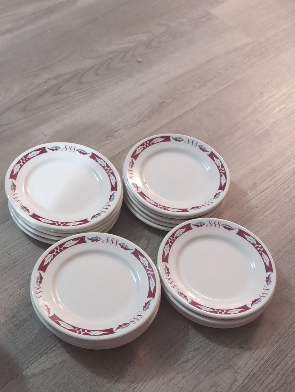 Vintage WH Grindley Bordeaux Maroon 6" Plates - Bulk Set of 19